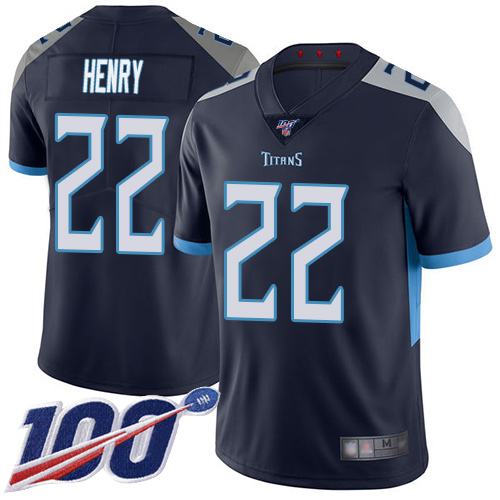 Tennessee Titans Limited Navy Blue Men Derrick Henry Home Jersey NFL Football #22 100th Season Vapor Untouchable->tennessee titans->NFL Jersey
